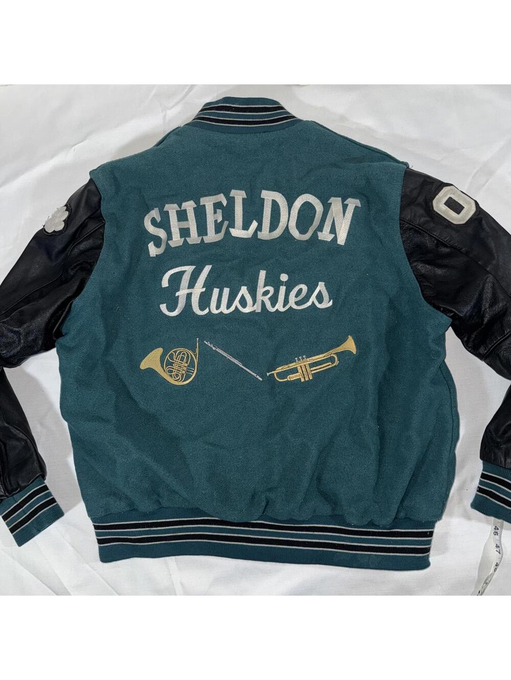 Vintage Letterman Jacket Holloway Sheldon Huskies Sacramento Faux Leather Arms - Picture 4 of 7